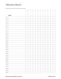 Free Printable Attendance Record Pdf From Vertex42 Com