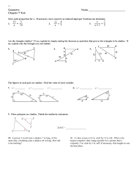 I need help with the lesson 11 unit 2 rising to the occasion unit review please help if your from connexus. Geometry Name Chapter 7 Test