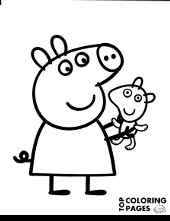 Pig george plays with a dinosaur. George Pig With Dinosaur Toy Coloring Page Topcoloringpages Net