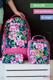 Bookbag Lunch Bag Plus Pencil Case Paisley Posie Floral Garden Polka Dot Pink Mint Pineappl Girl Backpacks School Girl Backpacks Personalized Backpacks