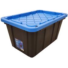 Battery operated cart lifts up to 1,000 lb. Hart 27 Gallon Heavy Duty Plastic Storage Tote Black With Blue Lid Walmart Com Walmart Com