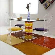 96w x 44d x 30t. Transparent Acrylic Square Dining Table Set 1 Table 4 Chair Rs 45000 Set Id 6823194088