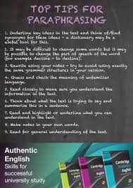 Cambridge Academic English Top Tips For Paraphrasing Academic Writing Teaching Writing Ielts Writing