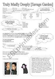 Resultado De Imagen Para A Lesson Plan To Teach The Song Truly Madly Deeply By Savage Garden Educacion