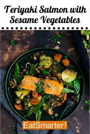 Teriyaki Salmon With Vegetables From The Tray Recipe In 2020 Salad Recipes For Dinner Clean Eating Lunch Quick Dinner