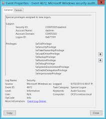 4672 S Special Privileges Assigned To New Logon Windows 10 Windows Security Microsoft Docs