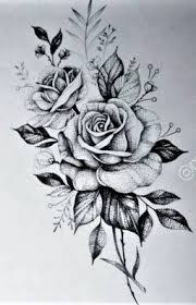 Roses And Leaves Flower Tattoos Rose Drawing Tattoo Flower Drawing