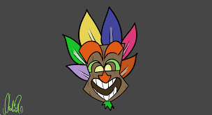 The angry face has red eyebrows and a mouth, while the happy face has. Crash Bandicoot Style Tiki Mask By The Sleepy Tree On Deviantart