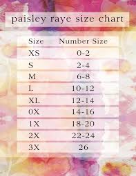 Size Chart Paisley Raye By Timeless Retro Online Store
