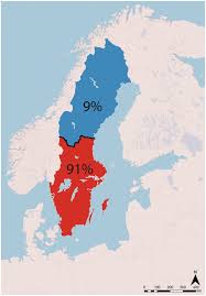 It has a population of over 9.3 million people. Map Of Sweden With Percentage Of The Population In The North And The South Download Scientific Diagram
