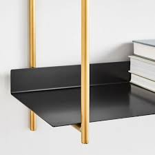 This wire floating shelf is simple, affordable, and minimal, and will free up your desk space while cut from solid rock, the wall shelf's clean stone and brass brackets will add a touch of elegance to your. Floating Lines Metal Wall Shelf 3 Tiered