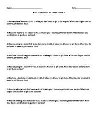 Time Word Problems What Time Should You Leave Time Word Problems Word Problems Special Education Students