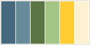 They also look great with dark jeans, black or blue. Colorcombo209 With Hex Colors 47697e 688b9a 5b7444 A3c586 Ffcc33 Fcf1d1 Color Palette Yellow Green Colour Palette Green Color Schemes