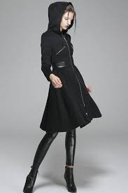 Black Coat Hooded Coat Wool Coat Winter Coat Midi Coat Women Coat Wool Coat Women Midi Wool Coat Black Wool Coat Pockets Coat 1361 Coats For Women Fit And Flare Coat