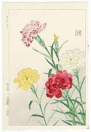 Carnations By Kawarazaki Shodo 1889 1973 Japanese Woodblock Printing Japanese Art Styles Japanese Prints