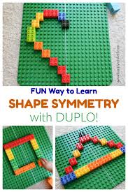 Your toddler will love sticking the pipe cleaners into the little holes in the colander. Fun Way To Learn Symmetry With Duplo Happy Tot Shelf