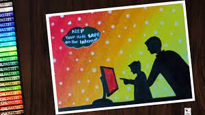 Free printable web safety posters for children & teenagers offer guidance on using the internet safely for online chatting, messaging, etc. Cyber Safety Poster Internet Drawing With Oil Pastel Step By Step Youtube