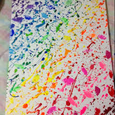 There are a variety of ways to splatter paint on a canvas, including using a. My Rainbow Splatter Paint Painting Paint Splatter Art Canvas Painting Diy Rainbow Wall Art