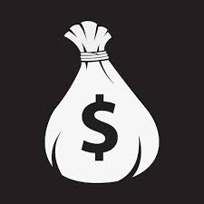 Money bill isolated on white background. Vector White Money Bag Icon Clipart Image