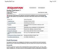 credit report sample document experian transunion equifax, AI generated