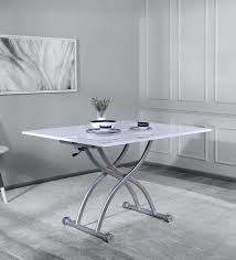 Modrest dennis modern grey ceramic extendable dining table by vig furniture inc. Buy Boomerang 4 Seater Expandable Dining Table In White Colour By Space Genie Online Modern 4 Seater Dining Tables Dining Furniture Pepperfry Product