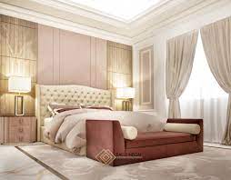 Luxury Modern Master Bedroom Interior Design In Dust Rose With The Bold Golden Shades Luxury Champagne Bedroom Luxury Bedding Master Bedroom Bedroom Design