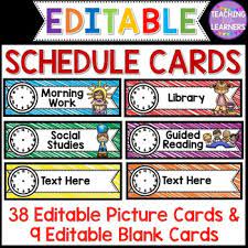 These Go Great With My Editable Classroom Job Cards Save Big When You Buy The Class Display Bundle Schedule Cards Schedule Cards Editable Preschool Schedule