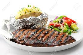 Ground black pepper, veal stock, butter, flour, milk, bouillon cube and 7 more. Grilled Steak With Baked Potatoes And Salad Stock Photo Picture And Royalty Free Image Image 5343985