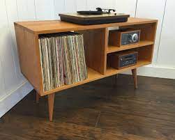 Our cabinet stores modern stereo components neatly out of sight. Cabinet Record Player Interior Design