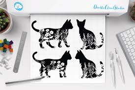 Download Floral Cat Svg Flower Cat Svg Cut Files Cat Clipart By Doodle Cloud Studio Thehungryjpeg Com
