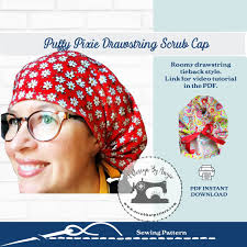 Scrub Cap Sewing Pattern Tutorial PDF Puffy Pixie Drawstring Tieback  Surgical Nurse Scrub Cap Sewing Instructions PDF and Video