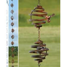 That should give you a hard point to hang the chain from, which of course you would have to thread through the 2 crossed pieces. Rain Chain Bee Spiral The Avant Garden Shop