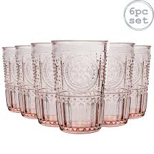 Vintage mid century pastel floral drinking glasses. 6x Highball Glasses Set Italian Drinking Glass Tumbler Tumblers Pink 340ml Ebay