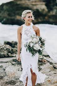 High Neck Sheath Column Backless Lace Wedding Dress With Long Train Backless Lace Wedding Dress Wedding Dresses Lace Beach Wedding Gown