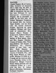 Wagner, Claude Appleton Obituary