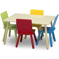 Delta Children Kids 5 Piece Writing Table And Chair Set Color Table Top Legs Natural Primary Table And Chairs Kids Table And Chairs Kids Table Set