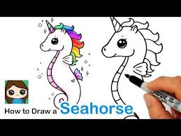 Unicorn doodles free practice sheet colouring paper funkawaii com. How To Draw A Unicorn Seahorse Youtube Cute Drawings Seahorse Drawing Unicorn Drawing