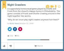 We did not find results for: Urban Dictionary On Twitter Kurtgoogling Night Crawlers A Suggestively Homosexual Game Played By Http T Co Dr5fjjdpf6 Http T Co J8lc5fdmom