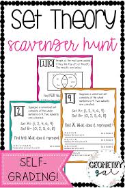Probability Set Theory Scavenger Hunt This Activity Grades Itself Students High School Math Activities Probability Worksheets Geometry Activities High School