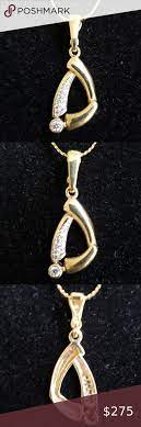 Vtg 333er Gold Pendant W Diamonds On 333er Chain Womens Jewelry Necklace Diamond Decorations Vintage Beads Necklace