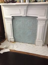 Keep cozy by the fire but stay safe with fireplace screens and tools from at home. Painted Plastic Faux Tin Fireplace Cover With Herringbone Tile Fireplace Cover Fireplace Faux Fireplace