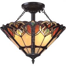 Tiffany ceiling lights | buy uk stained glass pendant lamps online. Tiffany Glass Semi Flush Ceiling Light
