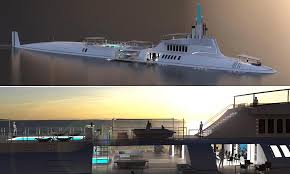 An indonesian navy submarine that sank off the coast of bali on wednesday has been found split into three pieces on the sea bed, officials say. Migaloo 115m Submarine Yacht With Helipad And A Swimming Pool That Moves Below Deck When Submerged Daily Mail Online
