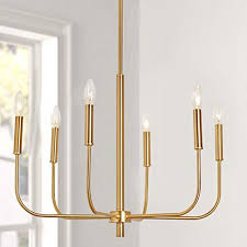 Lampshades for chandeliers come in the same materials you would expect to find for table lamp shades, including modern or traditional chandelier shades made of silk, linen, organza or paper, metal such as hammered copper or tin for industrial inspired chandelier shades or for. Motini 6 Lights Brushed Brass Chandelier Lighting Fixture For Dining Room Adjustable Height Metal Pendant Light Modern Farmhouse Chandelier For Bedroom Living Room Kitchen Island Foyer Pricepulse