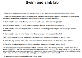 solved: swim and sink lab what is the