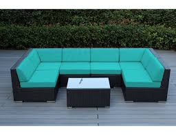 Sunbrella Aruba With Black Wicker Ohana Wicker Furniture Outdoor Patio Furnitur Patio Seating Sets Outdoor Wicker Patio Furniture Sectional Patio Furniture