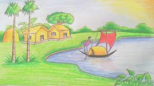 Drawing Of Scenery For Class 6 Max Installer Sketch of village scenery at paintingvalley com explore collection.