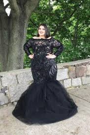 Black And Gold Evening Gown Plus Size Plus Size Black Sequin And Tulle Long Sleeve Off The Shoulder Trumpet Prom Dress Plus Size Prom Dresses Prom Dresses With Sleeves Black Mermaid Prom Dress