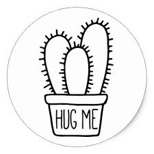 Aesthetic Black And White Cactus Drawing Funny Quote Hug Me Cactus Classic Round Sticker Zazzle Com In 2020 Plant Puns Cactus Quotes Hug Me