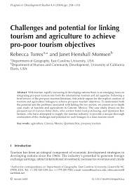 Pdf Challenges And Potential For Linking Tourism And Agriculture To Achieve Pro Poor Tourism Objectives